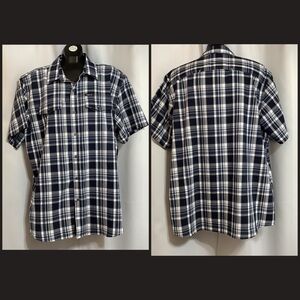 Wrangler Plaid Shirt Men's Size XL  Dark Blue and White Regular Fit